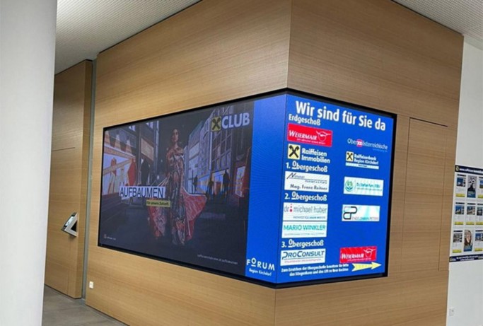 Indoor right angle LED screen